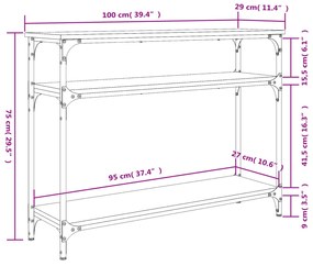 Mesa consola 100x29x75 cm derivados de madeira carvalho sonoma