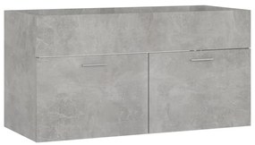 Armário lavatório 90x38,5x46 cm contraplacado cinzento cimento
