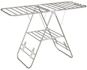 HOMCOM Estendal de Roupa Dobrável Estendal com Laterais Ajustáveis em 2 Níveis 148x60,5x98 cm Prata | Aosom Portugal