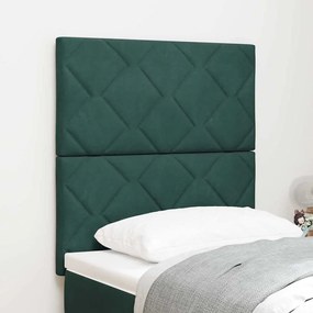 vidaXL Cabeceira LED com Design de Blocos de Diamante Verde Escuro 80 cm em Veludo