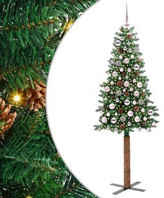 vidaXL Árvore de Natal Slim com 300 LEDs com suporte Verde 180 cm