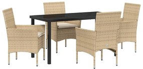 Conjunto de Jantar de Jardim com 5 Peças da , com almofadas bege em ra