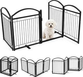 Vedação para Cães, 240 x 81 cm, 4 Painéis Modulares Dobráveis, Preto