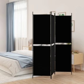 vidaXL Biombo/divisória com 3 painéis 150x180 cm tecido preto