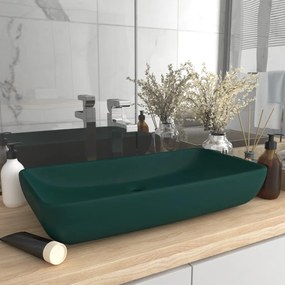 146959 vidaXL Lavatório luxuoso retangular 71x38cm cerâmica verde-escuro mate