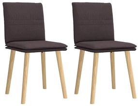 Cadeiras de jantar 2 pcs tecido castanho-escuro
