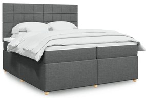 Cama com molas/colchão 200x200 cm tecido cinzento-escuro