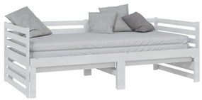 Estrutura sofá-cama de puxar 2x(90x200) cm pinho maciço branco