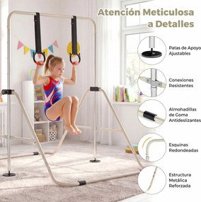 Barra de Ginástica para Crianças, 111,5 x 144,5 x 132 cm, Ajustável em 4 Níveis de Altura, Verde