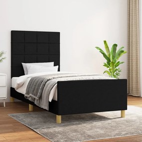 Estrutura de cama sem colchão 90x200 cm tecido preto