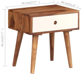 Mesa de cabeceira em madeira de acácia maciça 45x30x45 cm