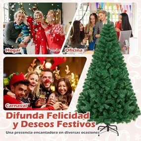 Árvore de Natal artificial clássica e realista de 180 cm em PVC de alta qualidade com base resistente Verde