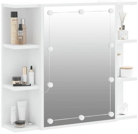 Armário espelhado com luzes LED 70x16,5x60 cm branco