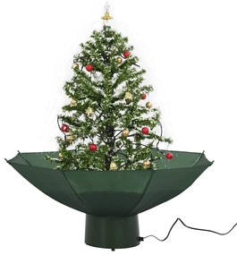 Árvore de Natal com neve base formato guarda-chuva 75 cm verde
