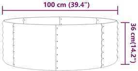 Canteiro elevado jardim 100x100x36 aço revestido a pó antracite