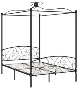 Estrutura de cama com dossel 140x200 cm metal preto