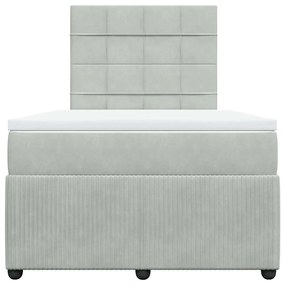 Cama boxspring c/ colchão 120x200 cm veludo cinzento-claro