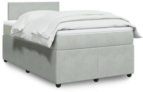 Cama boxspring com colchão 120x190 cm veludo cinzento-claro