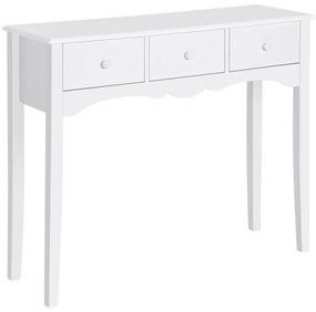 HOMCOM Mesa Consola Elegante Móvel de Entrada com 3 Gavetas 100x32x85cm Branco