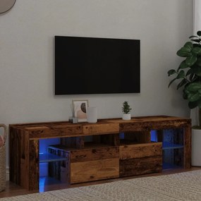 vidaXL Móvel de TV com luzes LED derivados de madeira madeira velha