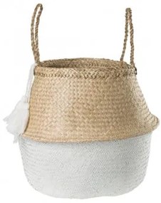 Cesto Em Junco Kahs Borl Ø45 X 40 Cm & Branco - Sklum