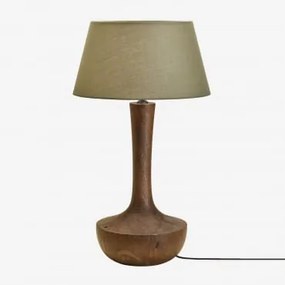 Candeeiro De Mesa Em Madeira De Manga Sintra Madeira De Cabo Escuro & Sage Green Ø40 Cm Monaco - Sklum