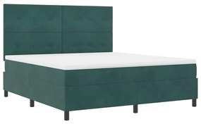 Cama Box Spring com Colchão Verde Escuro Super King de Veludo