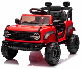 Carro elétrico para crianças 12V Ford Bronco com tração traseira, licenciado (1 Lugar) bateria de lítio, leitor de MP3 com entrada USB, luzes LED Verm