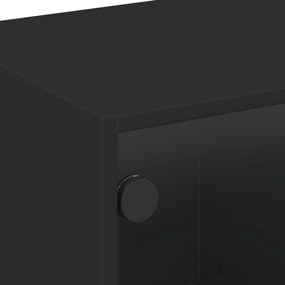 Móvel de TV c/ portas de vidro 68x37x42 cm preto