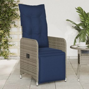 vidaXL Cadeiras de jardim reclináveis 2 peças com almofadas em vime sintético cinza