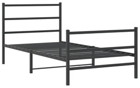 Estrutura de cama com cabeceira e pés 107x203 cm metal preto