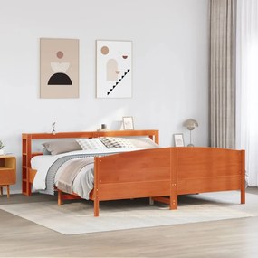 Cama sem colchão 200x200 cm pinho maciço castanho-mel