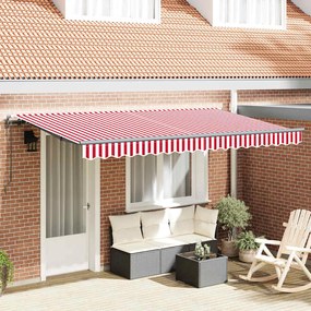 vidaXL Toldo Retrátil Manual Vermelho e Branco e Antracite