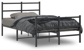 vidaXL Estrutura de cama com cabeceira e pés 120x200 cm metal preto