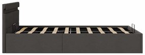 Cama hidráulica c/ arrumação LED 120x200cm tecido cinza-escuro