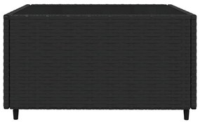 3 pcs conjunto lounge de jardim c/ almofadões vime PE preto