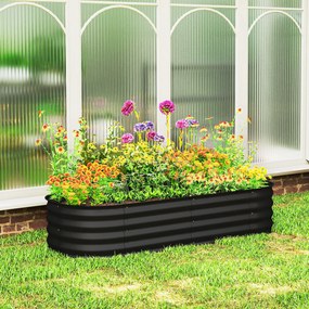 Floreira elevada quadrada para horta, em aço, modular, para legumes, plantas e flores, dim. 150 x 62 x 30 cm, preto
