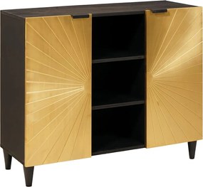 vidaXL Armário lateral com prateleira Preto e Ouro 90 x 33,5 x 75 cm