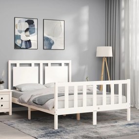 Cama sem colchão 120x200 cm madeira de pinho maciça branco