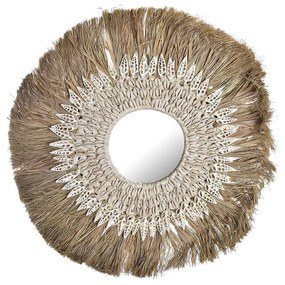 Espelho de Parede Dkd Home Decor Natural Branco Conchas (55 X 2,5 X 55 cm)