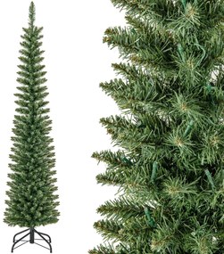 Árvore de Natal artificial de 210 cm, pré-iluminada, 499 galhos, 200 luzes LED brancas quentes, suporte de metal dobrável