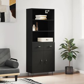 vidaXL Armário alto 69,5x34x180 cm derivados de madeira preto