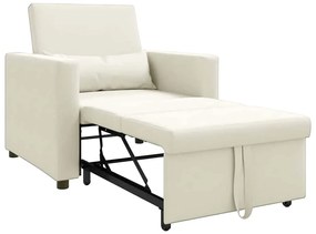 Sofá-Cama Conversível Creme em Veludo 3 em 1