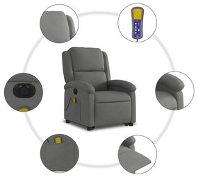 Poltrona elétrica elevatória massagens tecido cinzento-escuro