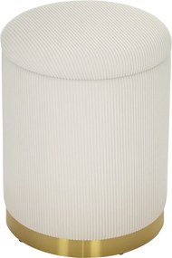HOMCOM Puff com arrumação dobrável com tampa, base em aço, puff redondo 36 x 36 x 44 cm Branco creme | Aosom Portugal