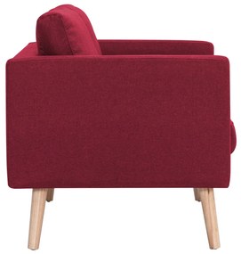 Sofá de 3 lugares em tecido vermelho tinto