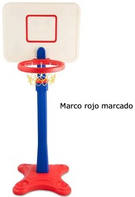Cesto de basquetebol de chão com altura ajustável para treino de basquetebol para crianças + 3 anos 65 x 85 x 160-215 cm vermelho, azul e branco