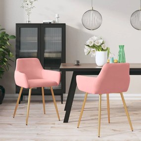 vidaXL Cadeiras de jantar 2 pcs veludo rosa