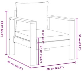 5 pcs conjunto de sofás de jardim com almofadões acácia maciça