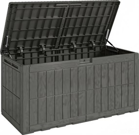 Outsunny Baú Exterior Capacidade 440 L em Resina Resistente à Água e aos Raios UV com Tampa Bloqueável 133x62x65 cm Castanho | Aosom Portugal